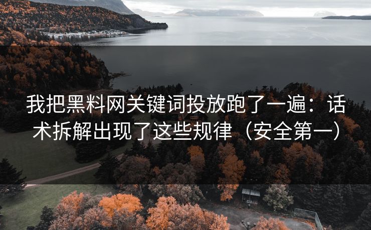 我把黑料网关键词投放跑了一遍:话术拆解出现了这些规律(安全第一) 我把黑料网关键词投放跑了一遍:话术拆解出现了这些规律(安全第一)